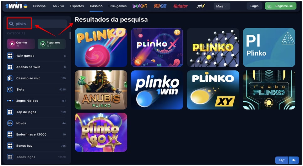 Play at 1win casino in Plinko online game