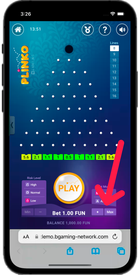 Choose the rate that suits you at Plinko online game