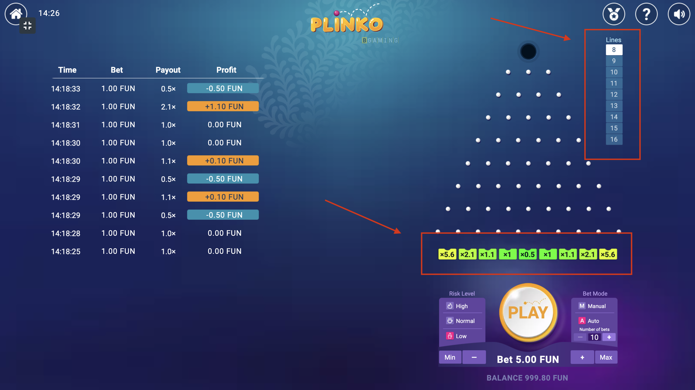 Plinko casino | What are the main elements of the game board? 