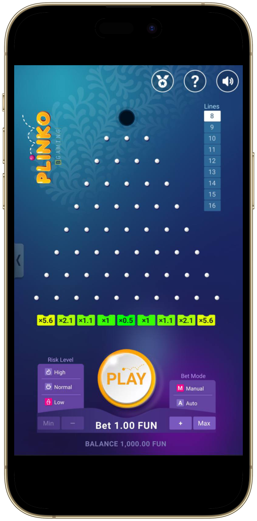 Using the mobile version of Plinko from BGaming 