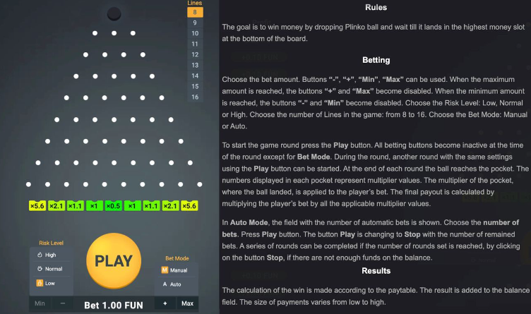 Jouer à Plinko XY en ligne | Règles du jeu 